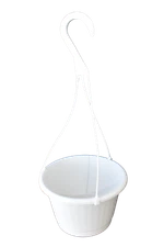 8" White Fluted Plastic Hanging Basket - Set of 5 - KOBA - flower pot