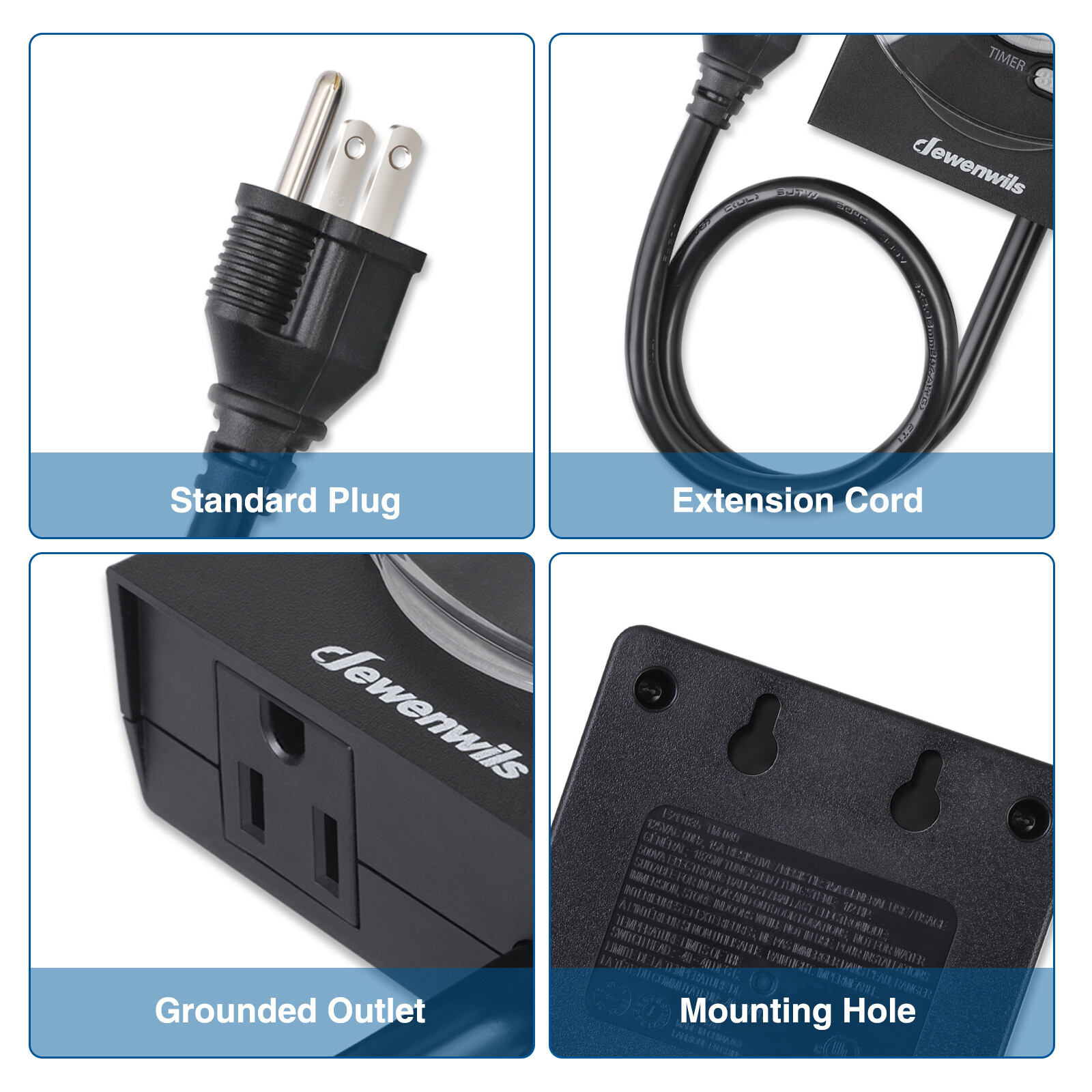 DEWENWILS Outdoor Timer Outlet Light  Switch 2 ft Cord Waterproof Plug in