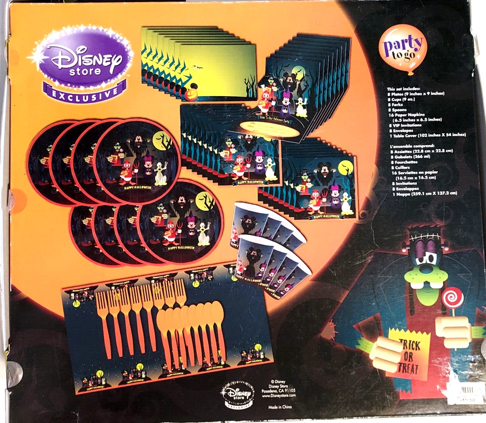Kit de festa exclusivo Halloween Mickey & Friends Disney Store 8 peças conjunto para servir - Imagem 4 de 4