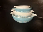 Vintage Pyrex Butterprint Turquoise Cinderella Nesting Bowl Set *PERFECT*