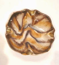 VTG WEST GERMANY POTTERY ASHTRAY BOWL CERAMIC WAVY EARTHTONE COLORS 737 7" Dish