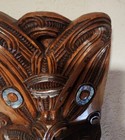 Authentic Hand Carved Maori New Zealand Wooden Face Mask W/ Paua Shell Eyes VNT — photo 4