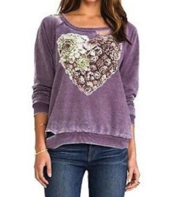 Chaser Heart Vintage Fleece Deconstructed Sweatshirt Sz Small BNWT