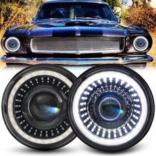Pair 7'' Round LED Headlights Halo Starry Dragon Eyes for 1965-1978 Ford Mustang