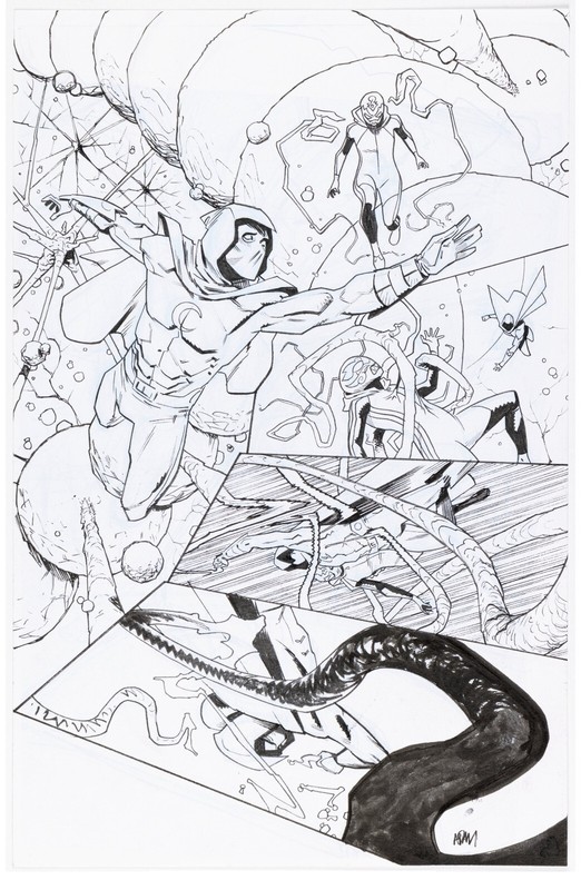 Gorham CONTAGION 5 pg 9 SPECTACULAR PAGE WITH MOON KNIGHT & IRON FIST JR