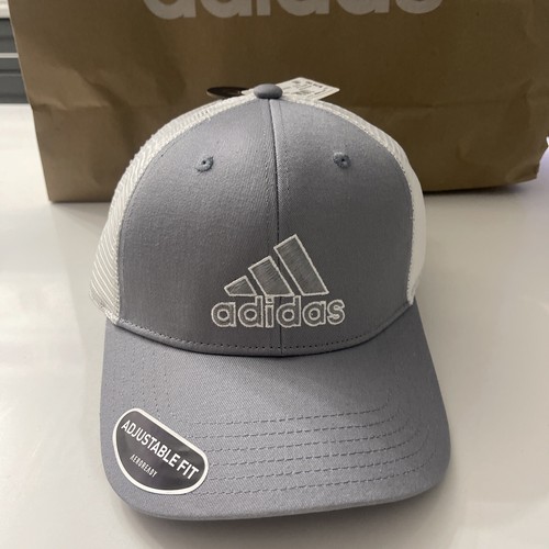 ADIDAS Mens Structured Mesh Snapback Logo Adjustable Hat Cap One Size Grey $28
