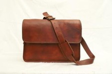 Men's Genuine Vintage Leather 18" Messenger Laptop Briefcase Satchel Brown Bag