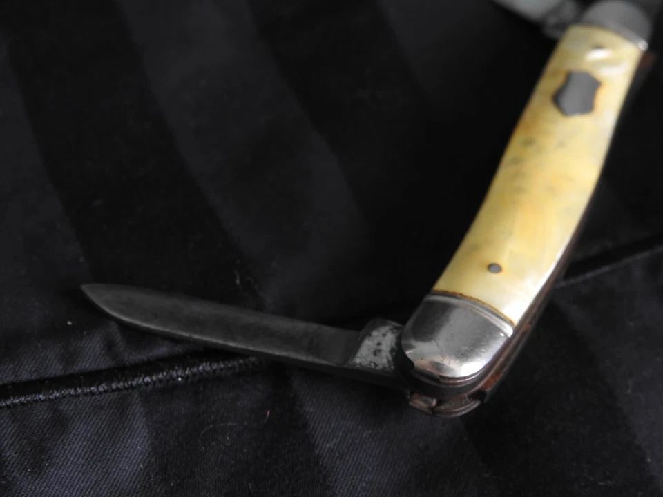 Navaja de Bolsillo Plegable Vintage Imperial EE. UU. 3 Hojas Mango Perla Blanca Foto 3 de 4