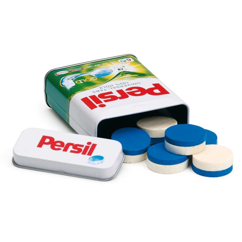 Erzi "Persil"Waschmittel-Tabs (aus Holz) in Blechdose für Kaufladen 21201 * Neu