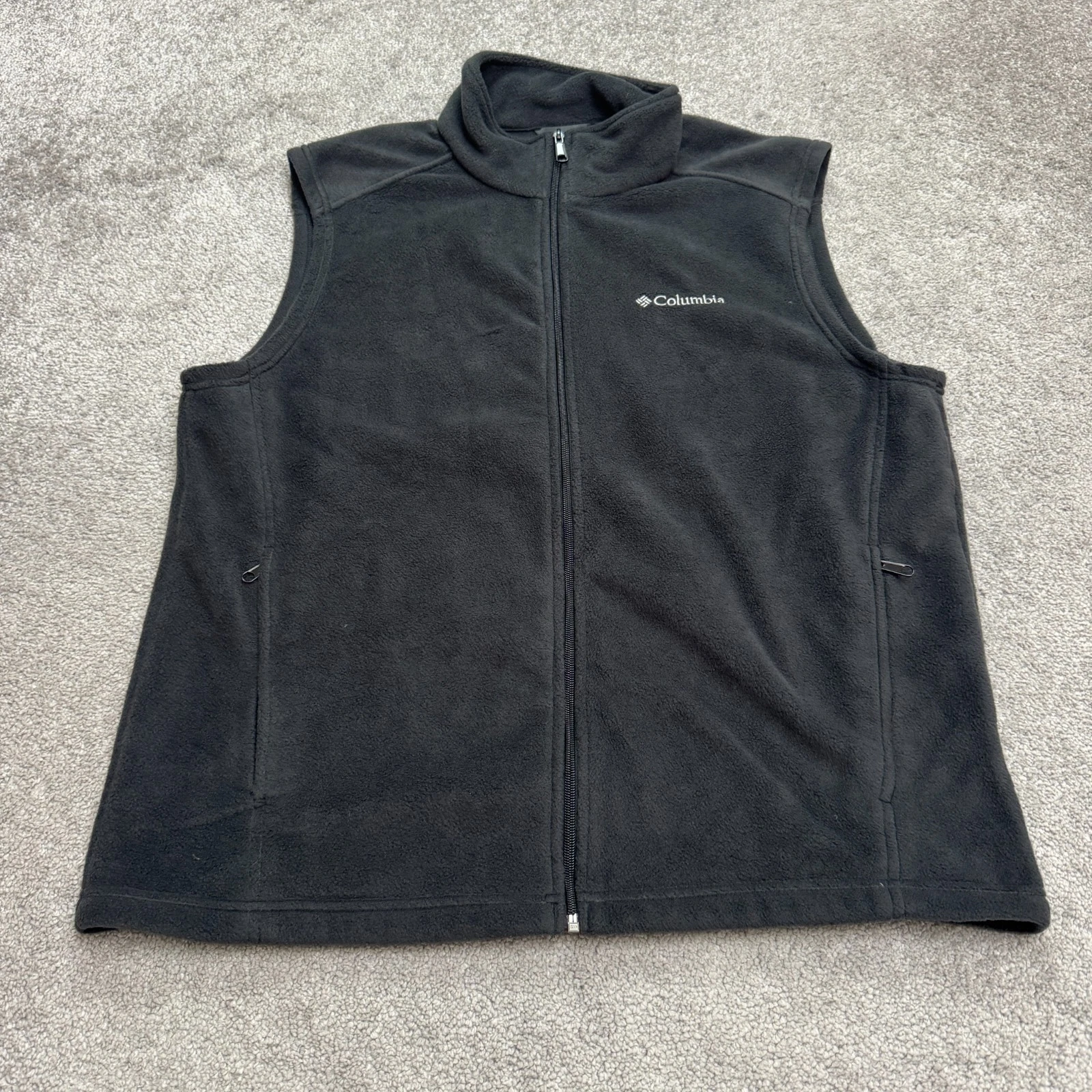Columbia Steens Mountain Fleece Vest Mens Large Black Full Zip Outdoor Hiking