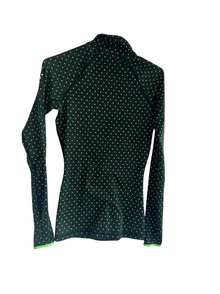 Women Nike Pro Hyperwarm 1/2 Zip Pullover Black/Neon Green Dots XS - Image 2 of 4