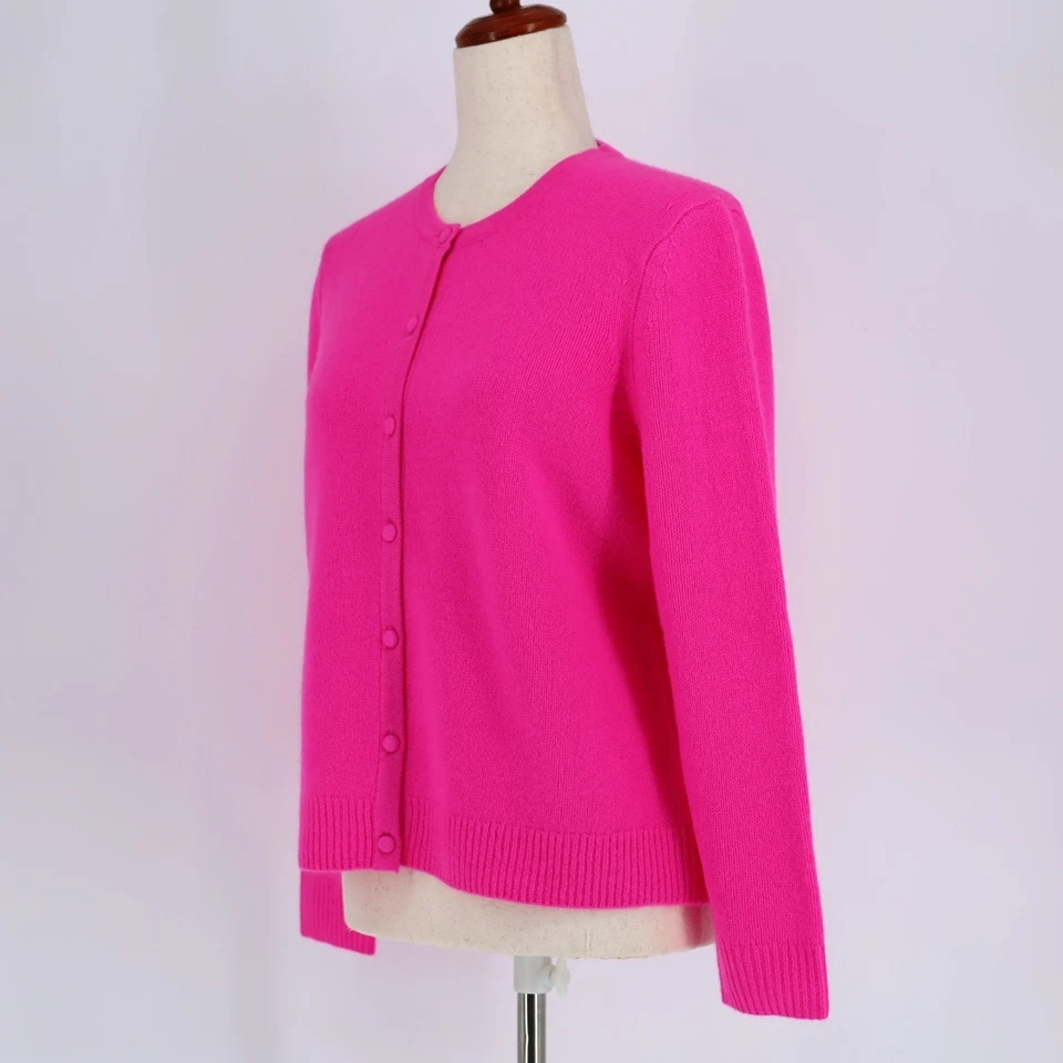 C by Bloomingdale's Women Ultra Pink Cashmere Crewneck Cardigan Sweater Size M - Image 3 of 4