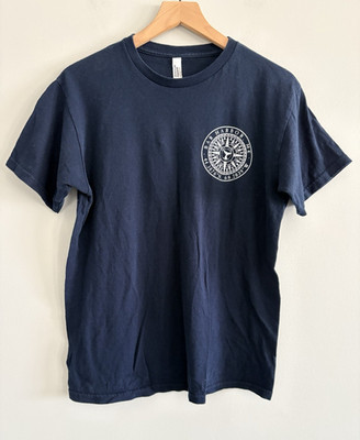 Bar Harbor Maine T-Shirt Mens Medium Blue Tee Shirt White Nautical Compass