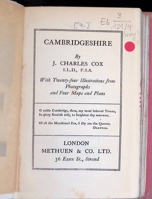 Cambridgeshire The Little Guides Cox, J. Charles: