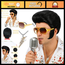 4pcs 50s 60s Rock Legend Wig Set for Men - Singer Costume, Cosplay, Halloween Pa