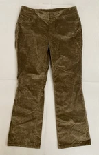 DG2 Diane Gilman Pants Womens Petite Large Brown Velvet Dressy Stretch Waist New