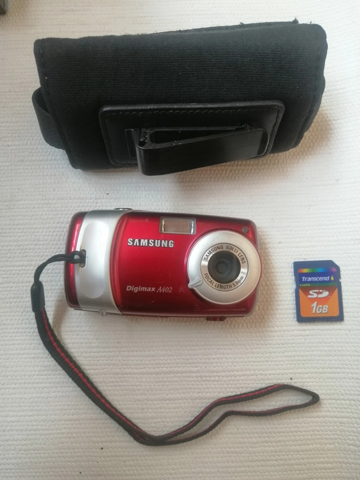 TESTED Samsung Digimax A402 402 4.0MP Zoom Digital photo vintage Camera RED 1GB