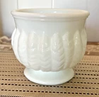 Vintage MCM Randall Feather White Milk Glass Planter Vase Candy Dish