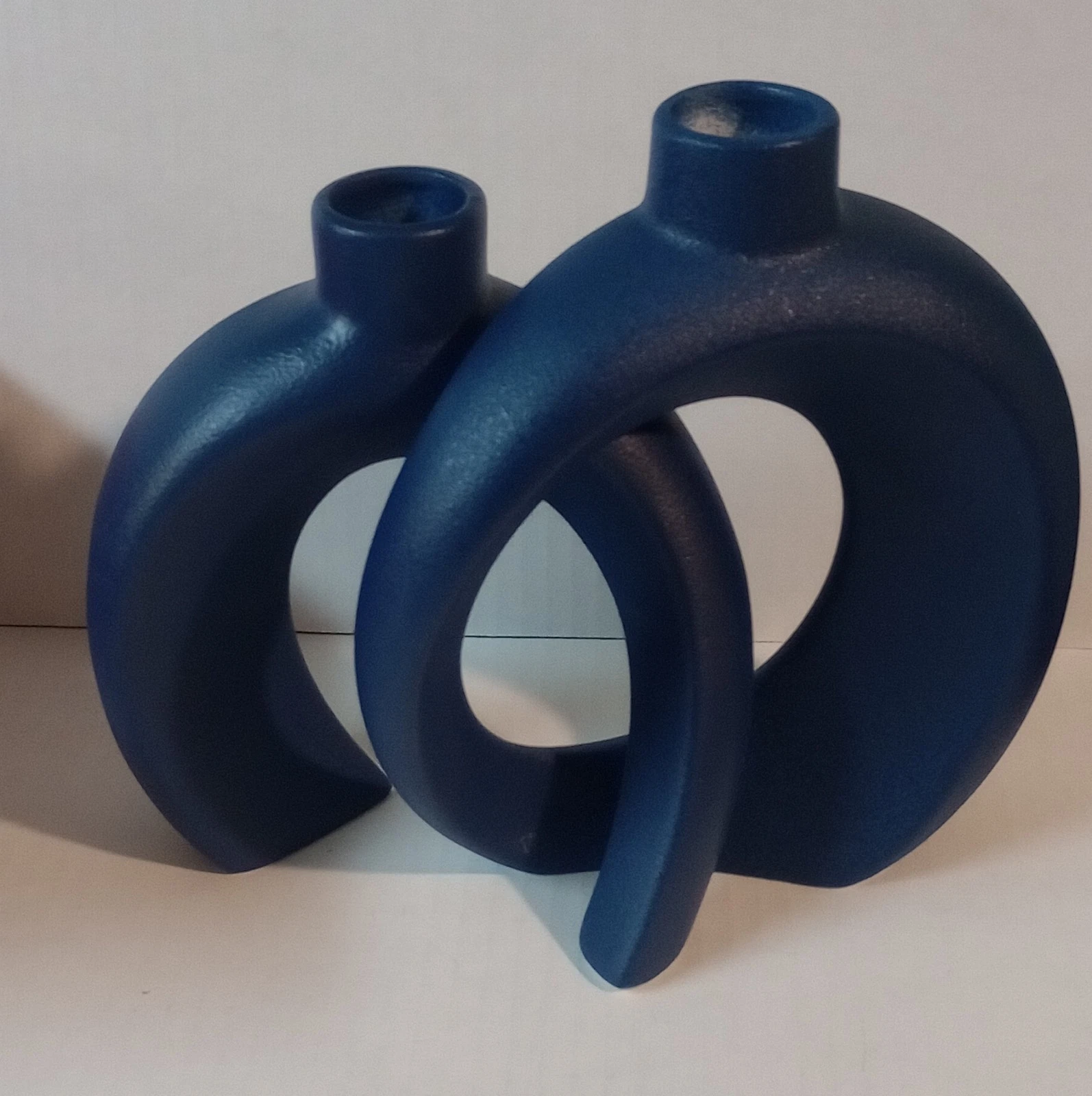 Jonronboci Snuggle Vases Set of 2 Blue Ceramic Modern Abstract Love Vase Set