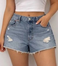 Madewell Denim Distressed Frayed Relaxed 5 Pocket Shorts Size 30