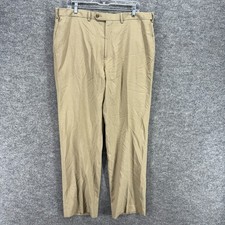 Chaps Dress Pants Men 36*32 Beige Mid Rise Pleated Straight Pockets Regular