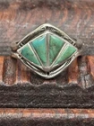 Vtg Old Pawn Native America Sterling Silver Turquoise Southwest Ring 10.1g Sz 12