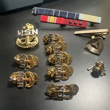 Vintage Lot US Navy Rope & Anchor Pin Sterling 228 Silver Plus Misc