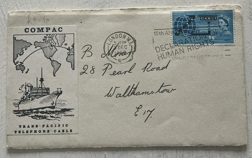 GB QEII 1963 Trans Atlantic Cable FDC Declaration Human Rights Slogan Cat £20+