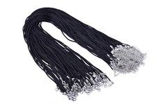 KONMAY 50pcs Black Satin Silk Necklace Cord 2.0mm/24'' with 2'' 24'',