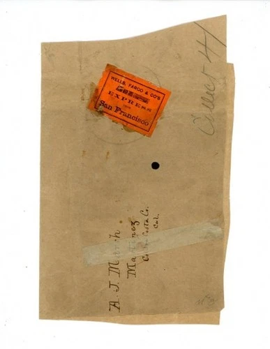 US Cover RARE Wells Fargo 1869 Express Freight Label - CV=$50.00       (10-C263)