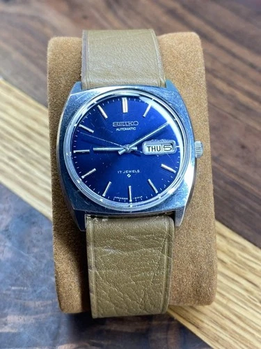 Vintage Sept. 1978 Seiko Automatic 6309-8080 - Blue Sunburst Dial - Runs Fast