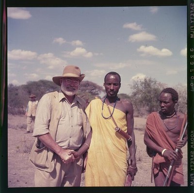 Photo:Ernest Hemingway,with two African men,during an African safari