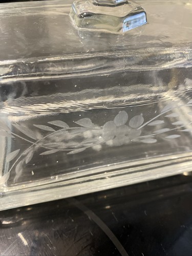 Antique Art Deco Etched Glass Butter Dish - Picture 10 of 10