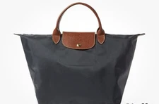 LONGCHAMP Le Pliage Type M Medium Handheld Travel Tote Gunmetal Grey Celebrity