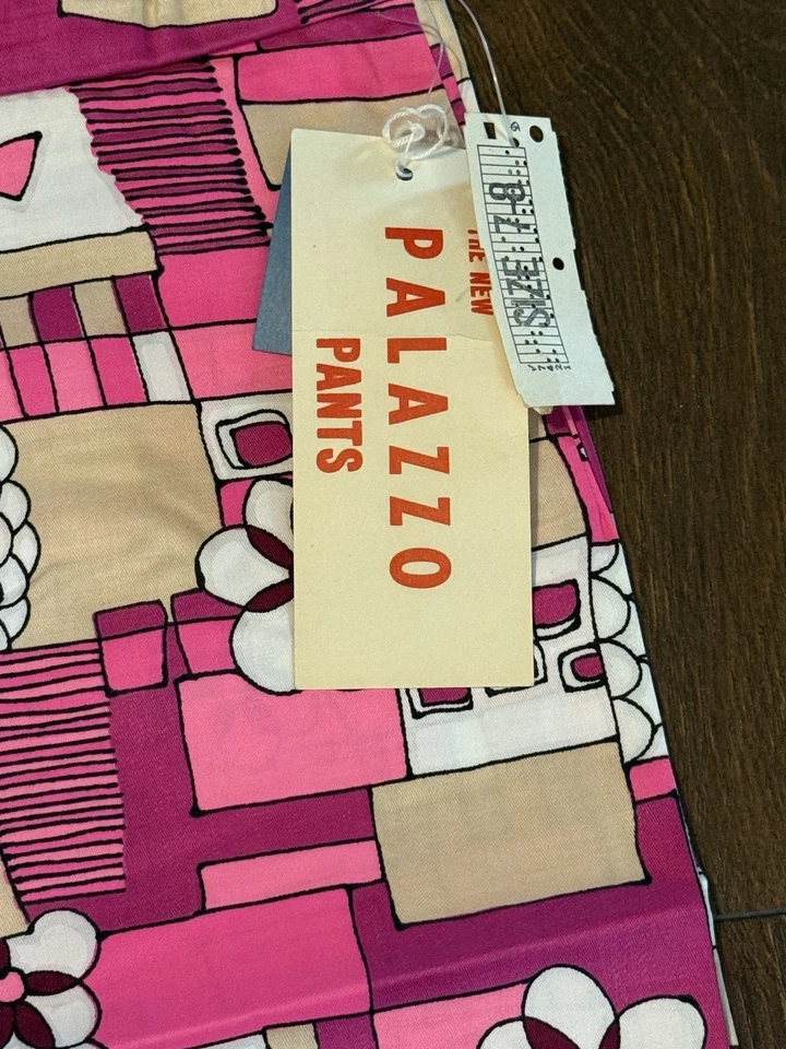 PANTALONES PALAZZO FLUORESCENTES MOD PSICODÉLICOS DE COLECCIÓN 60 FONDO CAMPANA NUEVOS CON ETIQUETAS Foto 3 de 4