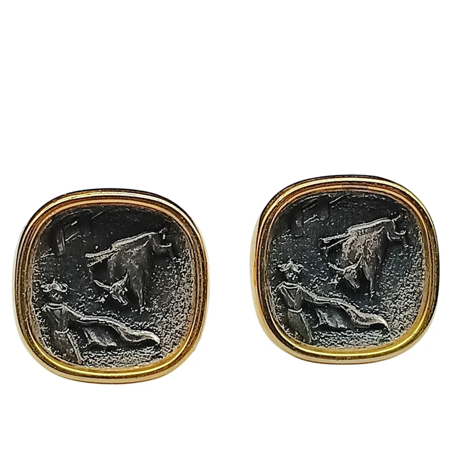 Gemelos Matador Taurino Vintage Tono Dorado y Peltre Accesorios Hombre Foto 3 de 3