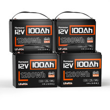 4Pack 12V 100Ah LiFePO4 Lithium Battery Deep Cycles RV Trolling Motors Off-grid