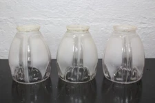 3 Vintage Matching Frosted Glass Shades Bell Shaped Light Fixture Restoration