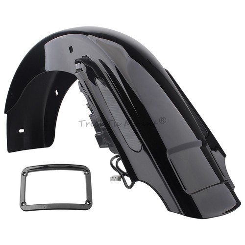 Glänzendes Schwarz Hinterer Kotflügel Verlängert LED-Leuchte For Harley Touring - Picture 17 of 24