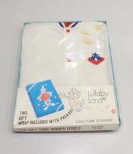 New Vtg LULLABY LAND SLEEPER Large White Red Blue Snap Bodysuit 1 Pc Footed +Box
