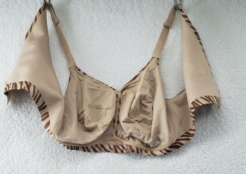 Serendada Brown Animal Print Bra 42DD Unpadded Wireless Comfy Essential Intimate - Picture 5 of 8