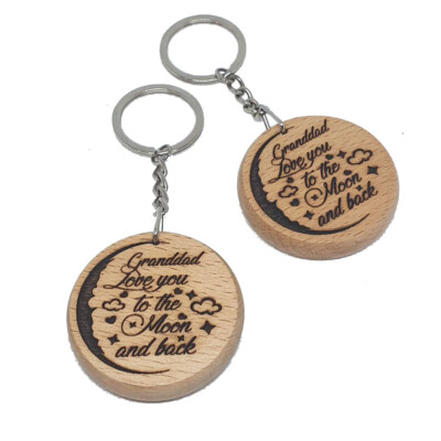 Granddad Keychain Keyring Wooden Gift