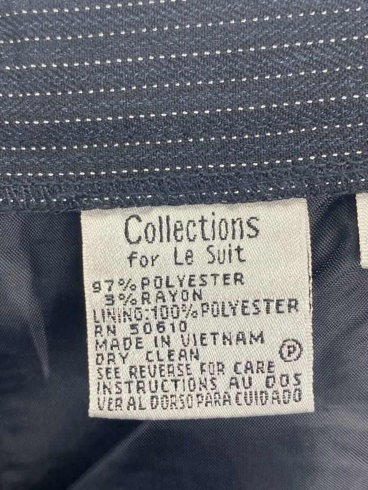 Pantalones Le Suit 16P Negro Azul Blanco Rayas (36x29) Usados en Excelente Condición (W5335-A2) Foto 4 de 4