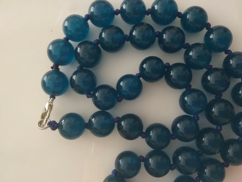 Beautiful 10mm Blue Ink Apatite gemstone beads necklace 17.5"-UK seller - Picture 8 of 8