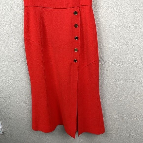 NWT Rebecca Vallance Beltran Midi Dress Button Slit Skirt