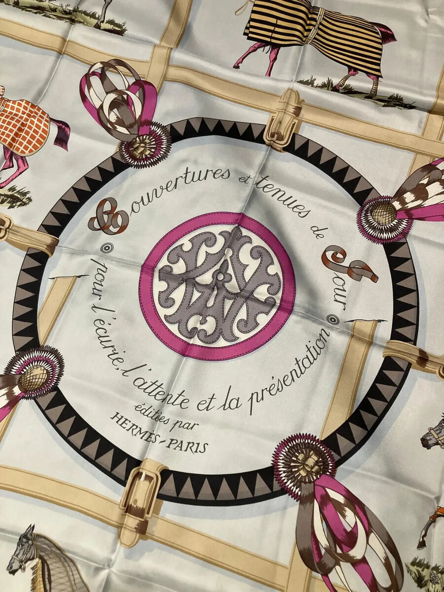 Hermes Couvertures et Tenues de Jour Silk Scarf Shawl 140cm Hermes Couvertures et Tenues de Jour Silk Scarf Shawl 140cm
