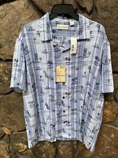 Caribbean Printed Plaid Short Slv Hawaiian Camp Shirt S,M,L,XL,XXL NWT ST5WC356