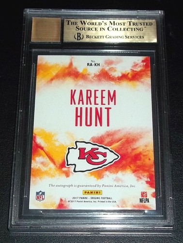 BGS 9.5 Gem Mint 10 Autograph Rc Kareem Hunt Auto 2017 Origins #16 Rookie Signed - 第 3/3 張圖片