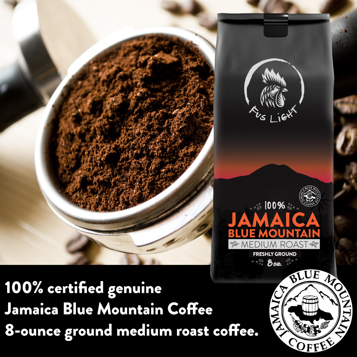 100% Certified Jamaica Blue Mountain Coffee - Medium Roast, Fine