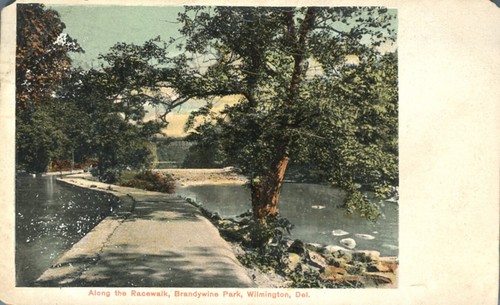 Along the Racewalk Brandywine Park Wilmington Delaware 1908 Postcard - Picture 1 of 2